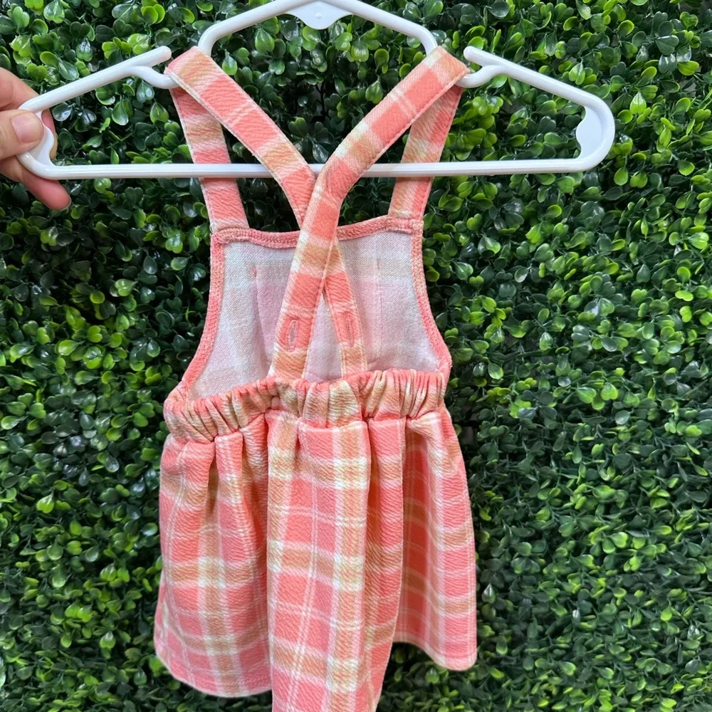 Plaid Pink and Yellow overall‎ Dress nwot